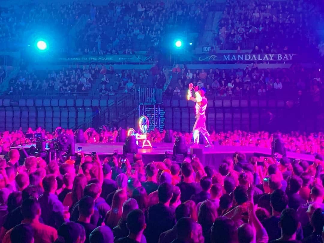 Blake Hicks on the arena stage at Mandalay Bay, Las Vegas